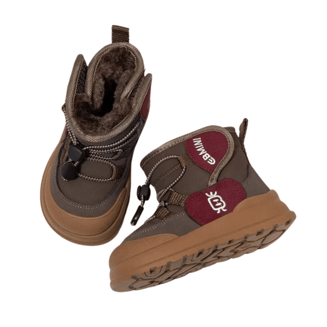 EBMINI® FOZ – Stivaletti Barefoot Impermeabili Foderati per Bambini - Ebmini Italia - Marrone - 22