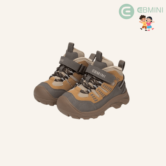 EBMINI® QUN – Stivaletti Barefoot da Trekking Impermeabili per Bambini - Ebmini Italia - Marrone - 22 (soletta 14,5 cm)