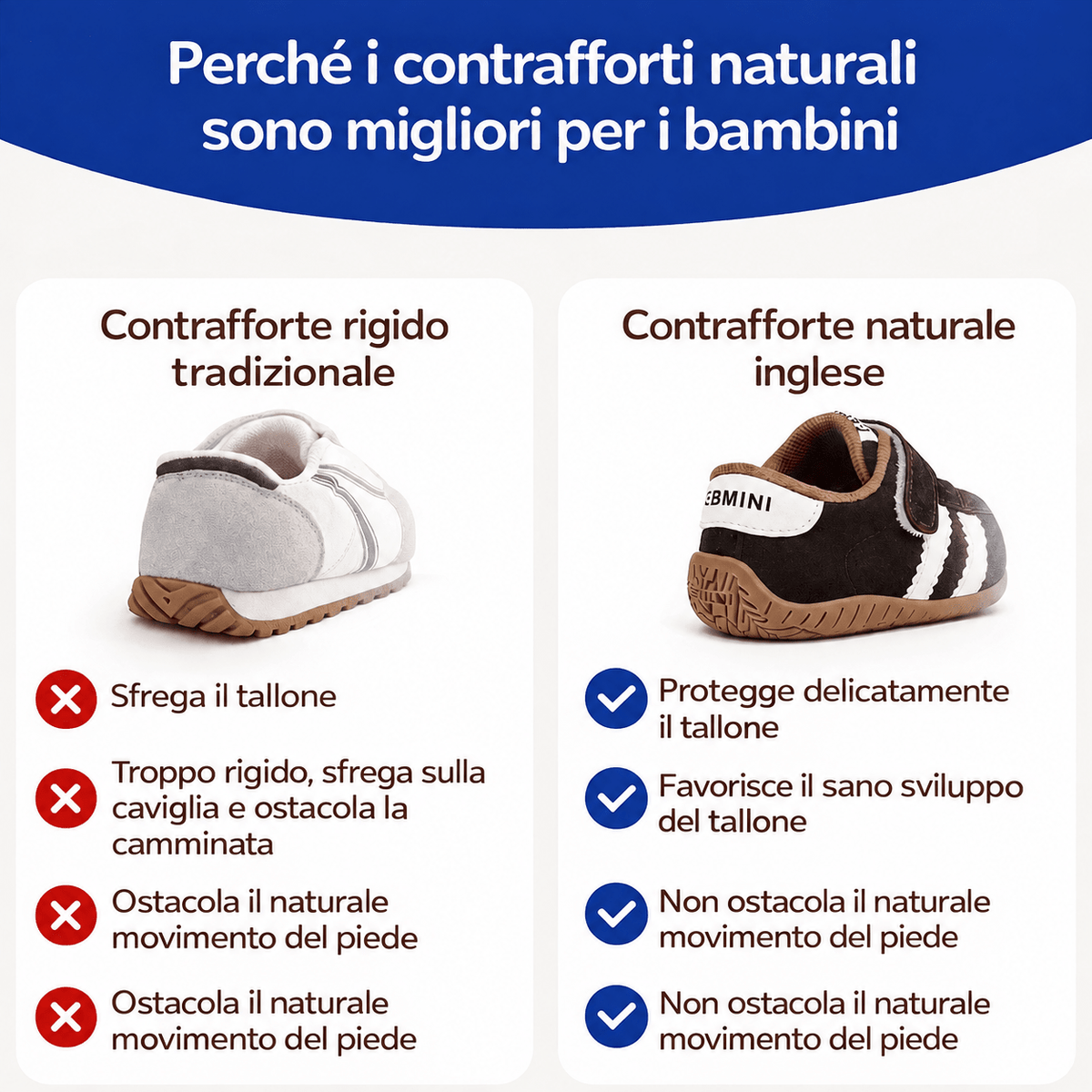EBMINI® ARL – Sneaker Barefoot per Bambini - Ebmini Italia - Marrone - 18 (soletta 12,1 cm)