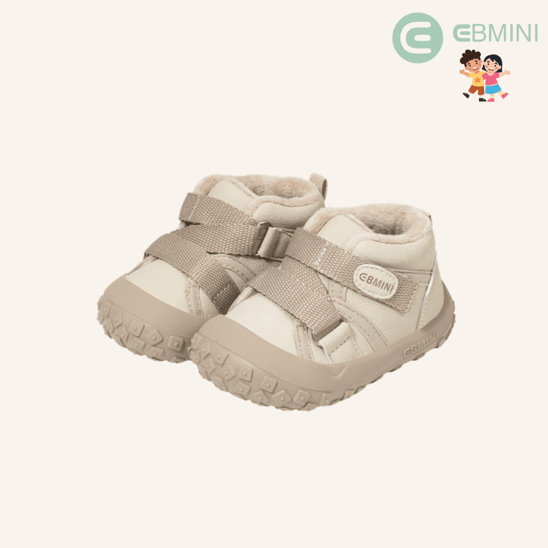 EBMINI® BEM – Scarpe Barefoot Invernali Impermeabili per Bambini - Ebmini Italia - Beige - 16 (soletta 12,2 cm)