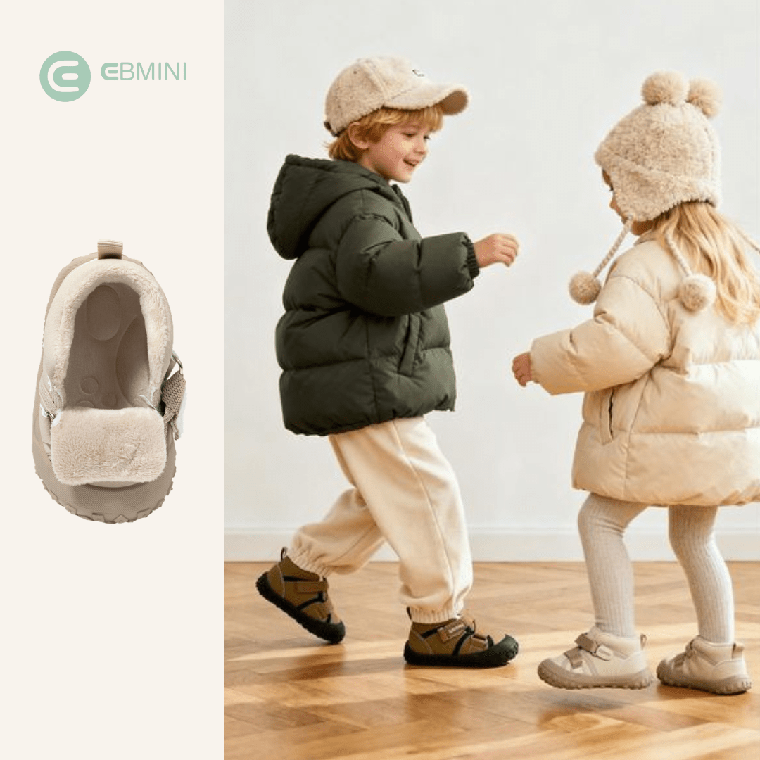 EBMINI® BEM – Scarpe Barefoot Invernali Impermeabili per Bambini - Ebmini Italia - Nero - 16 (soletta 12,2 cm)