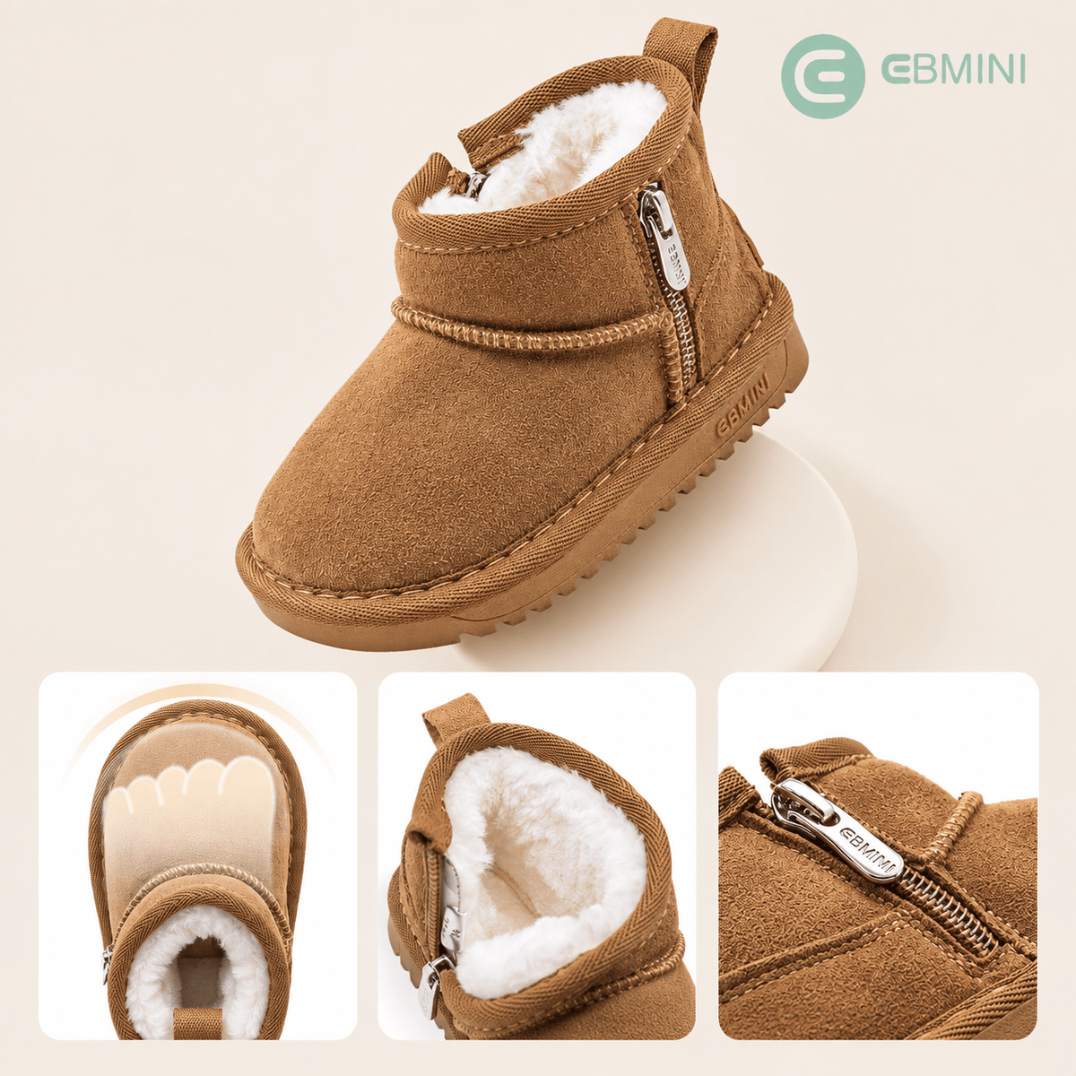 EBMINI® BUBU – Stivaletti Barefoot Invernali Foderati per Bambini - Ebmini Italia - Nero - 16 (soletta 12,5 cm)