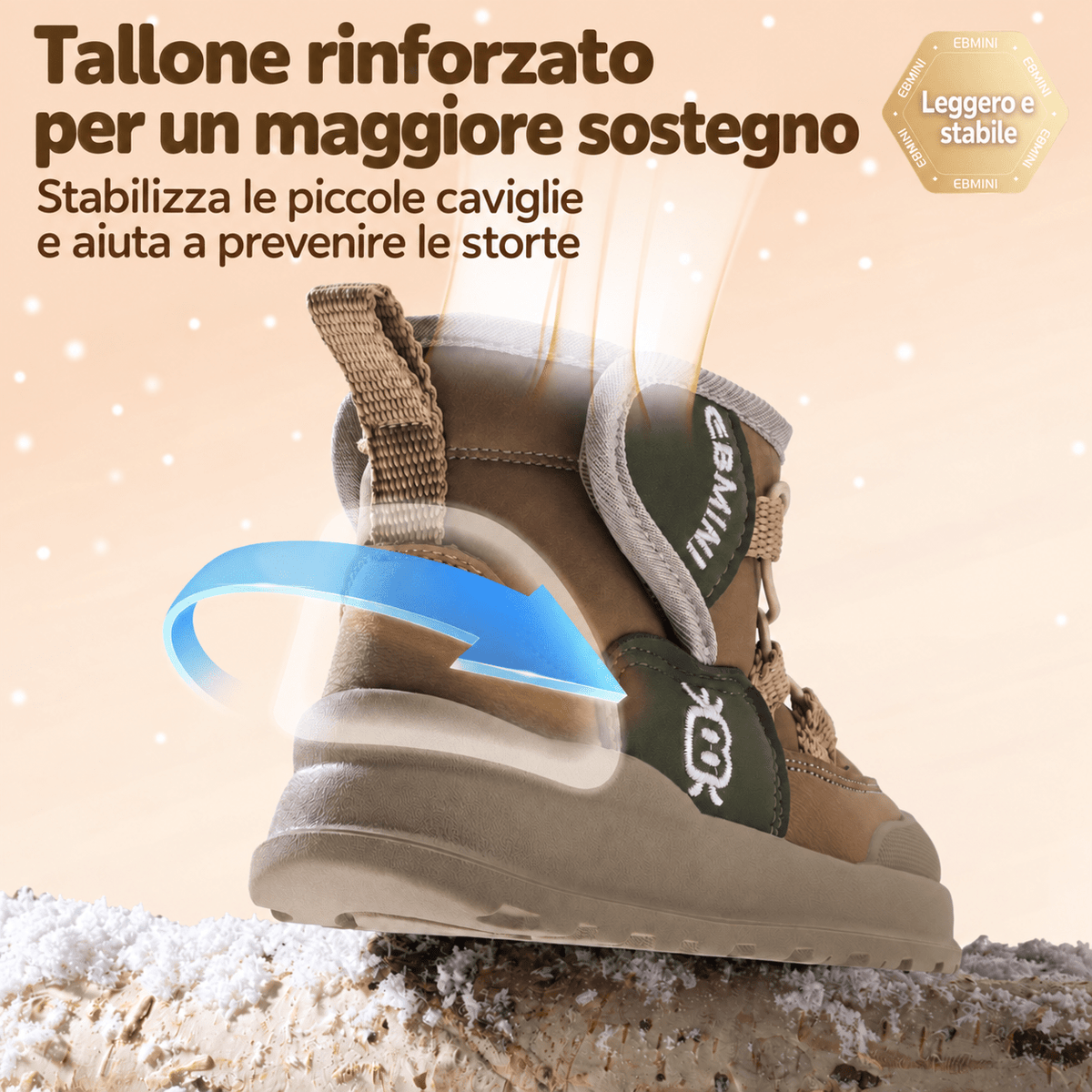 EBMINI® FOZ – Stivaletti Barefoot Impermeabili Foderati per Bambini - Ebmini Italia - Marrone - 22