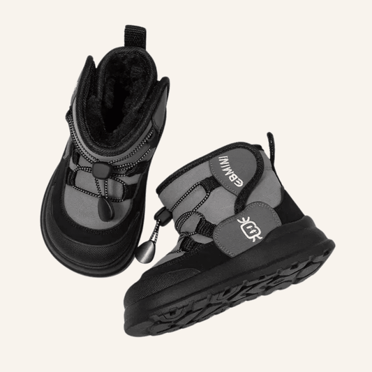 EBMINI® FOZ – Stivaletti Barefoot Impermeabili Foderati per Bambini - Ebmini Italia - Nero - 22
