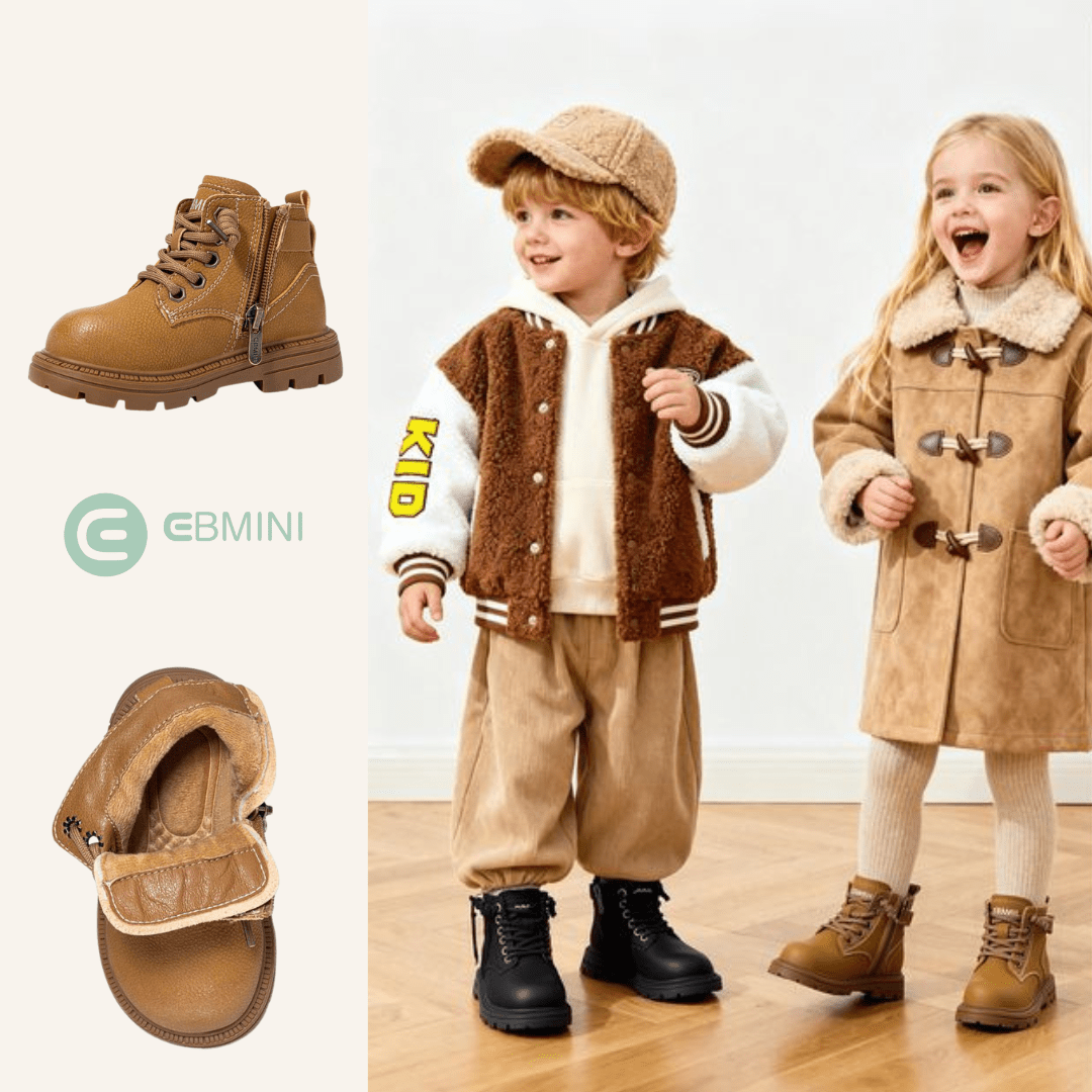 EBMINI® HIN – Stivaletti Barefoot Impermeabili per Bambini - Ebmini Italia - Nero - 22