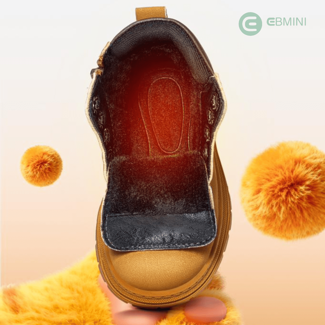 EBMINI® KIKI – Stivaletti Barefoot Invernali Impermeabili e Caldi - Ebmini Italia - Cammello - 22 (soletta 14,5 cm)