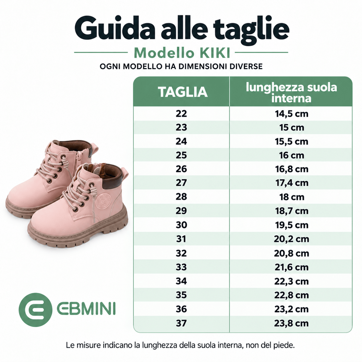 EBMINI® KIKI – Stivaletti Barefoot Invernali Impermeabili e Caldi - Ebmini Italia - Cammello - 22 (soletta 14,5 cm)