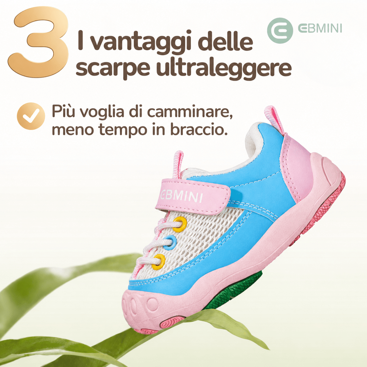 EBMINI® KORIOLI – Sneaker Barefoot per Bambini - Ebmini Italia - Bianco - 18 (soletta 12 cm)