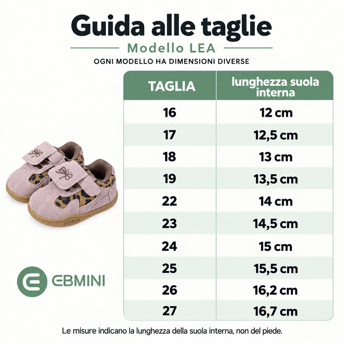 EBMINI® LEA – Sneaker Barefoot per Bambini - Ebmini Italia - Rosa - 16 (soletta 12 cm)