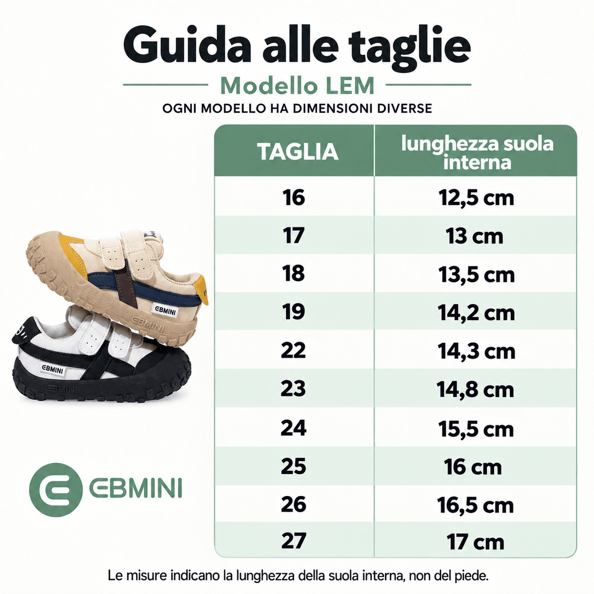 EBMINI® LEM – Sneaker Barefoot Ultraleggere per Bambini - Ebmini Italia - Nero - 16 (soletta 12,5 cm)