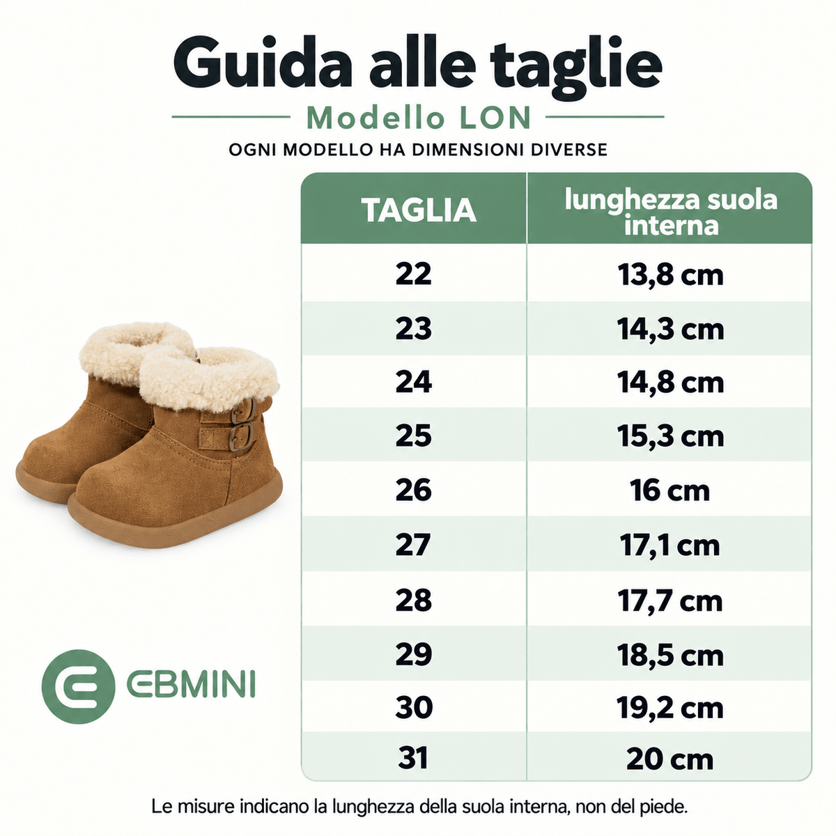 EBMINI® LON – Stivaletti Barefoot Vegani Invernali per Bambini - Ebmini Italia - Beige - 22