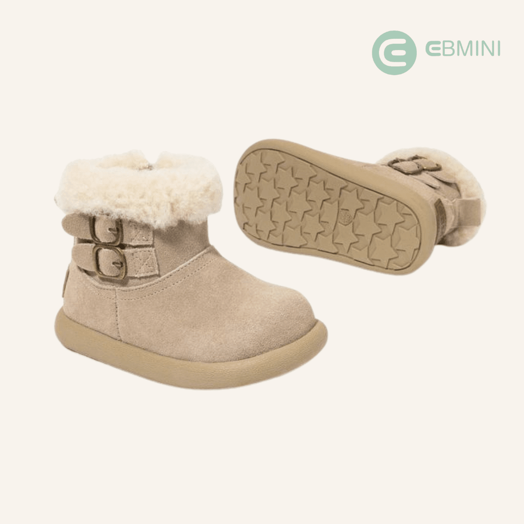 EBMINI® LON – Stivaletti Barefoot Vegani Invernali per Bambini - Ebmini Italia - Beige - 22