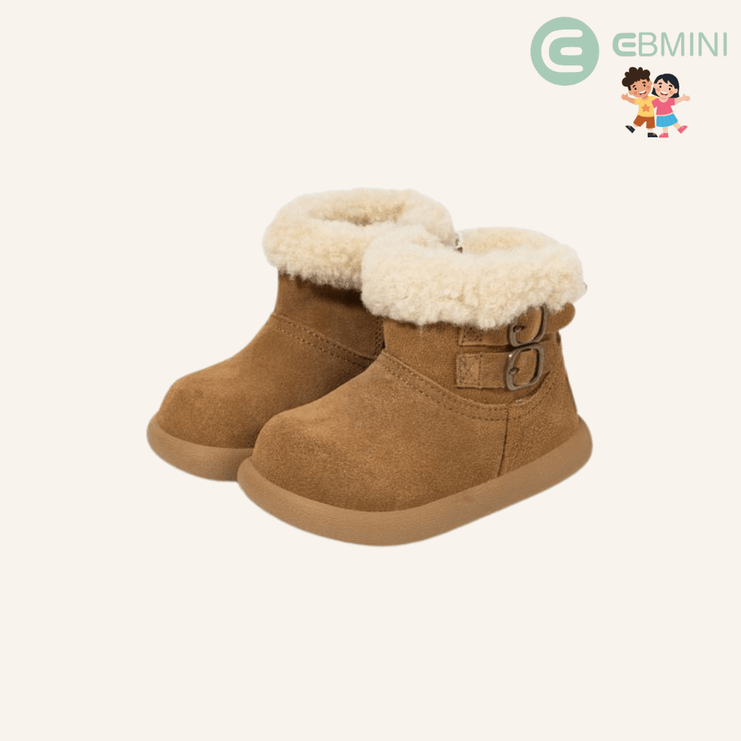EBMINI® LON – Stivaletti Barefoot Vegani Invernali per Bambini - Ebmini Italia - Cammello - 22