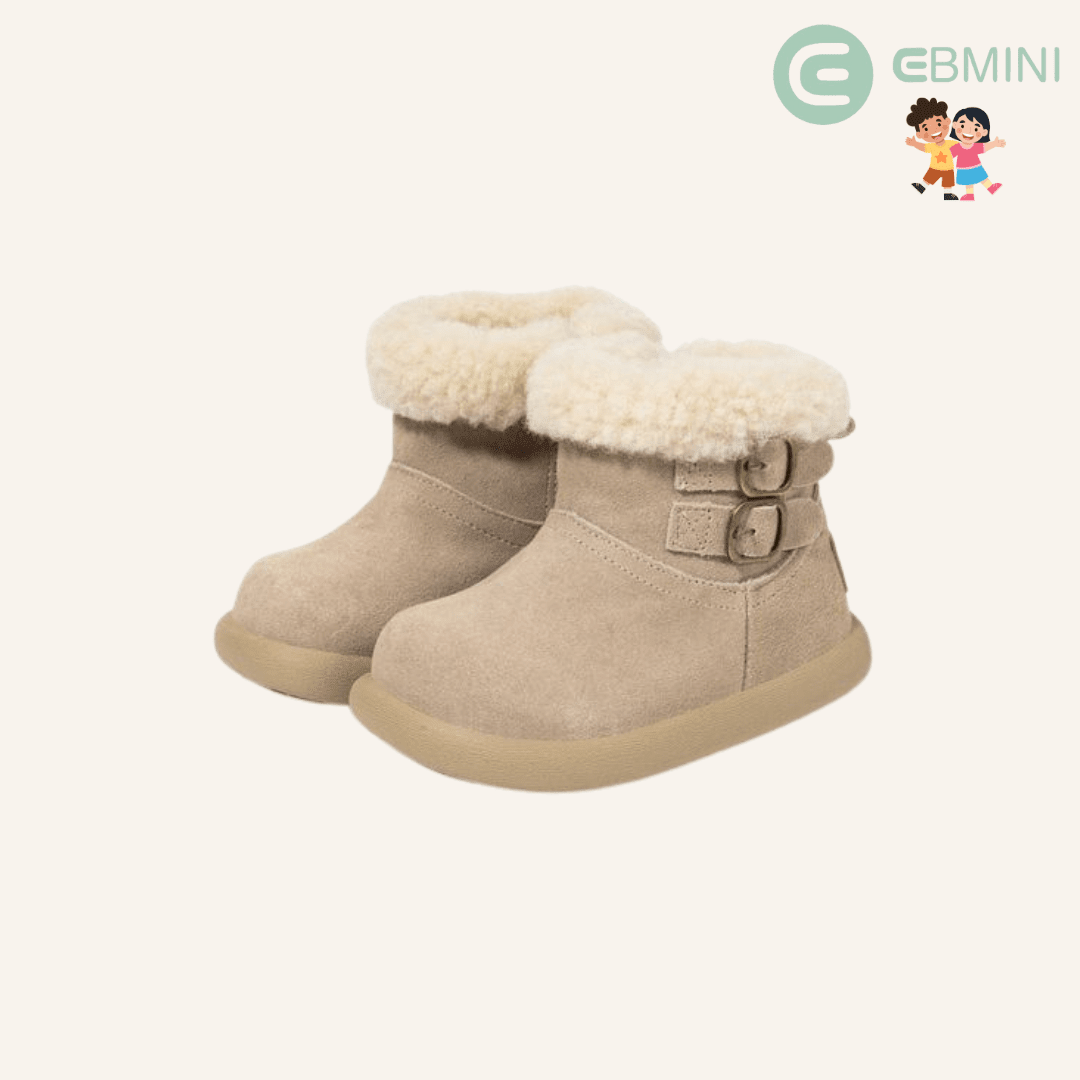 EBMINI® LON – Stivaletti Barefoot Vegani Invernali per Bambini - Ebmini Italia - Beige - 22
