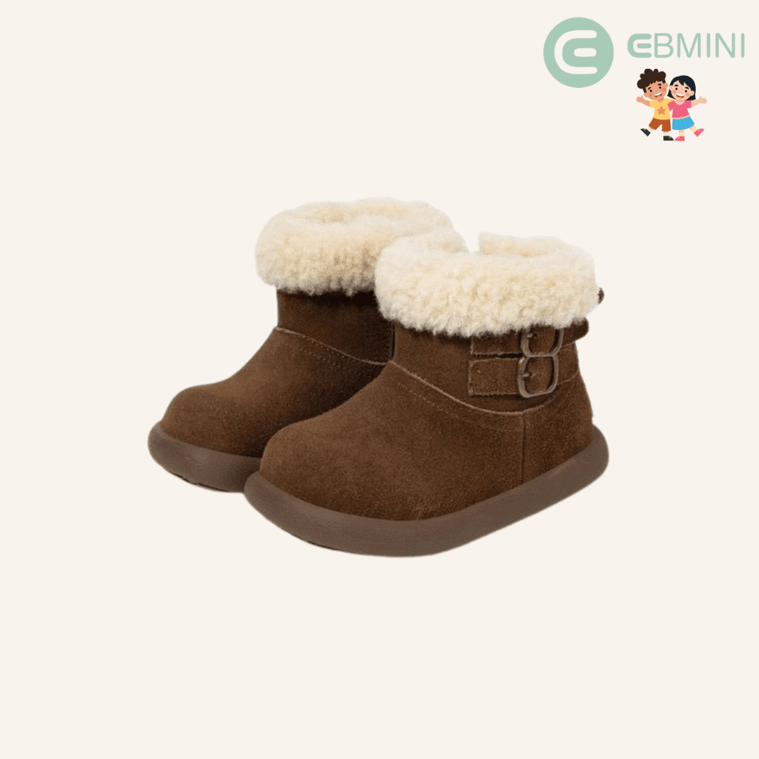 EBMINI® LON – Stivaletti Barefoot Vegani Invernali per Bambini - Ebmini Italia - Beige - 22