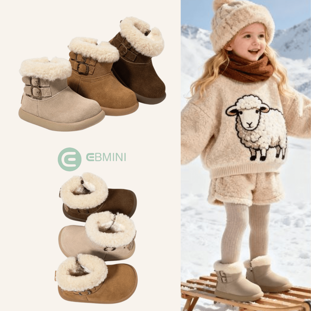 EBMINI® LON – Stivaletti Barefoot Vegani Invernali per Bambini - Ebmini Italia - Beige - 22
