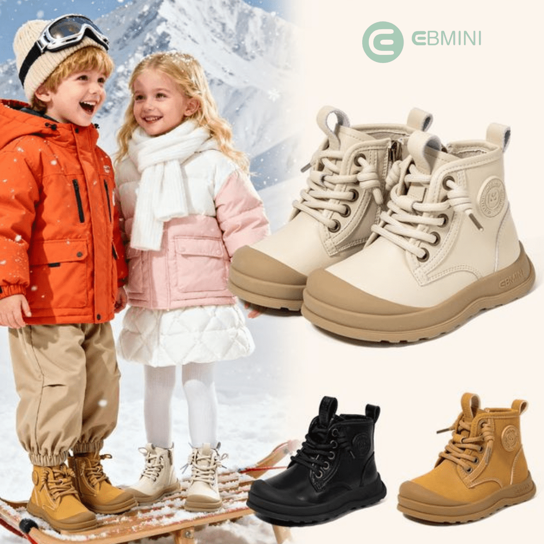 EBMINI® LOS – Stivaletti Barefoot Impermeabili Foderati con Zip - Ebmini Italia - Nero - 22 (soletta 14,7 cm)