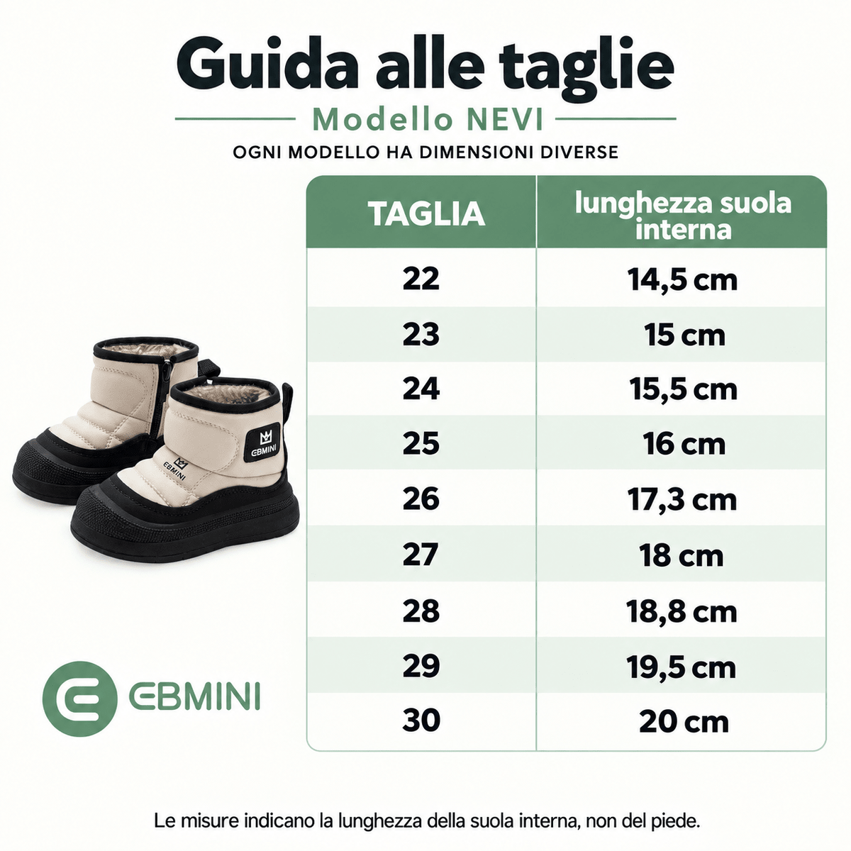 EBMINI® NEVI – Stivaletti Barefoot Impermeabili - Ebmini Italia - Marrone - 22 (soletta 14,5 cm)