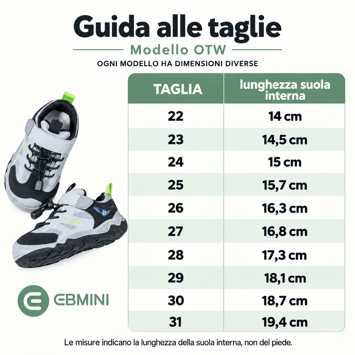 EBMINI® OTW – Sneaker Barefoot per Bambini - Ebmini Italia - Rosa - 22 (soletta 14,2 cm)