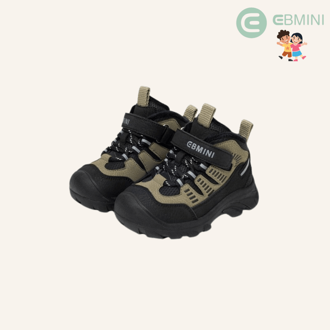 EBMINI® QUN – Stivaletti Barefoot da Trekking Impermeabili per Bambini - Ebmini Italia - Verde - 22 (soletta 14,5 cm)