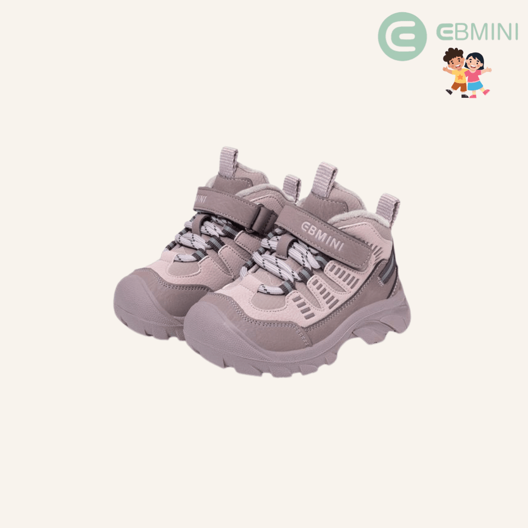 EBMINI® QUN – Stivaletti Barefoot da Trekking Impermeabili per Bambini - Ebmini Italia - Rosa - 22 (soletta 14,5 cm)