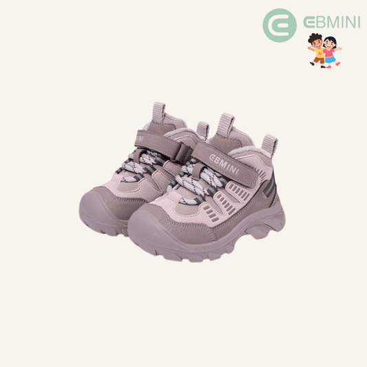 EBMINI® QUN – Stivaletti Barefoot da Trekking Impermeabili per Bambini - Ebmini Italia - Rosa - 22 (soletta 14,5 cm)