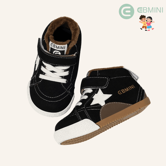 EBMINI® ROS – Stivaletti Barefoot Vegani Antiscivolo per Bambini - Ebmini Italia - Nero - 21 (soletta 13,7 cm)