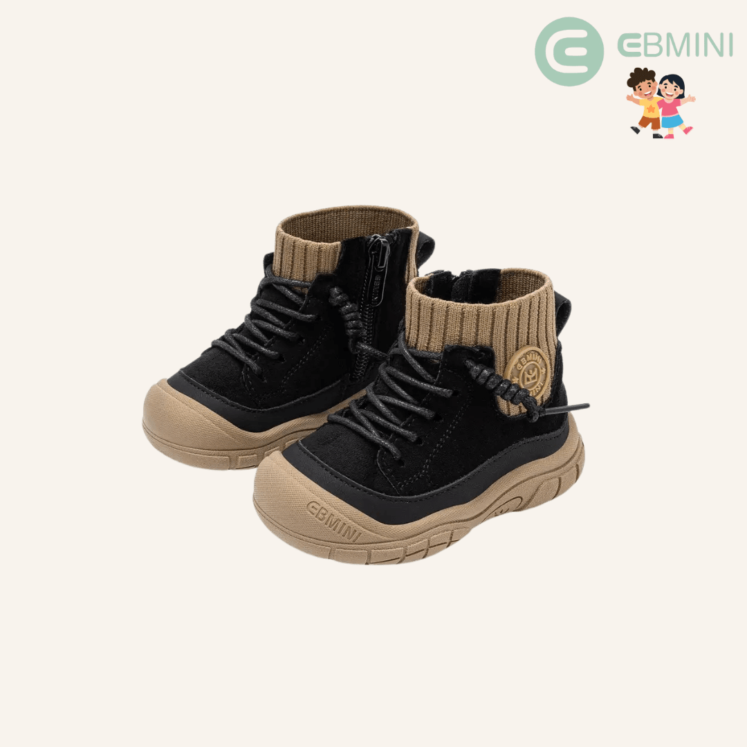 EBMINI® RUN – Stivaletti Barefoot Antiscivolo - Ebmini Italia - Nero - 16 (soletta 12,5 cm)