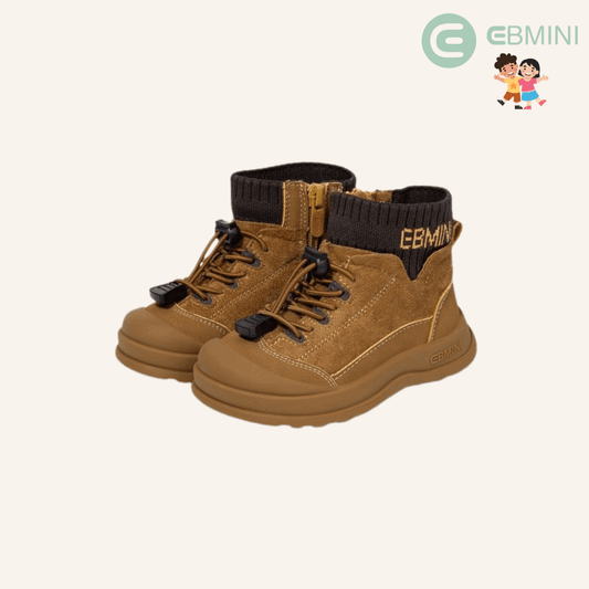 EBMINI® RUS – Stivaletti Barefoot Impermeabili Caldi per Bambini - Ebmini Italia - Bronzo - 22 (soletta 14,5 cm)