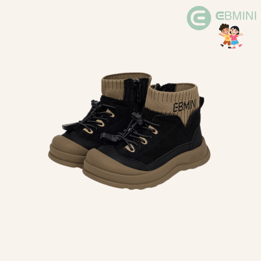 EBMINI® RUS – Stivaletti Barefoot Impermeabili Caldi per Bambini - Ebmini Italia - Nero - 22 (soletta 14,5 cm)