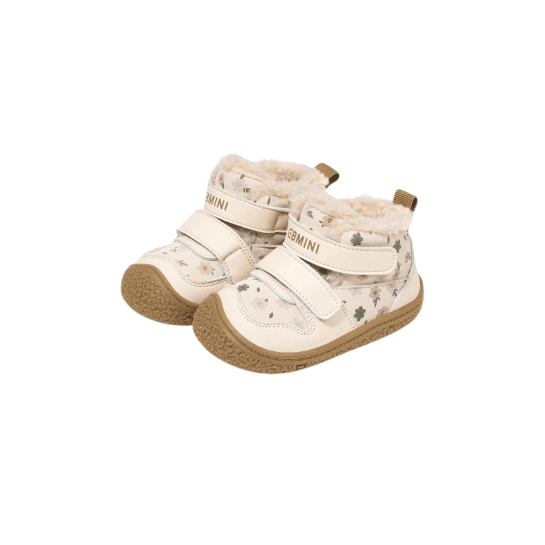 EBMINI® SAS – Scarpe Barefoot Invernali per Bambini con strappo - Ebmini Italia - Beige - 16 (soletta 11,9 cm)