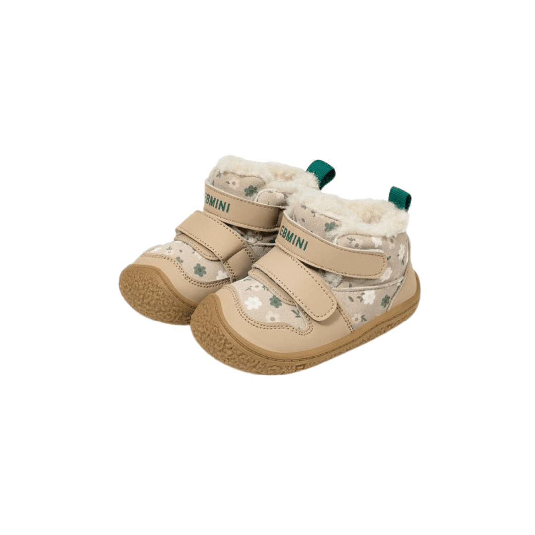 EBMINI® SAS – Scarpe Barefoot Invernali per Bambini con strappo - Ebmini Italia - Beige - 16 (soletta 11,9 cm)