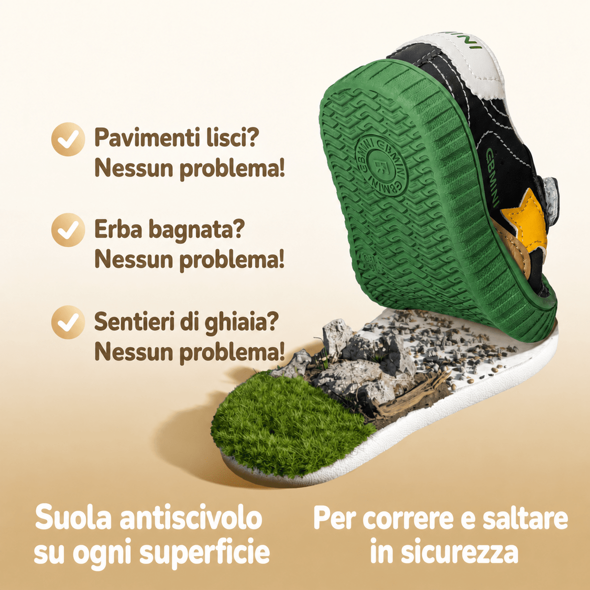 EBMINI® STE – Sneaker Barefoot per Bambini - Ebmini Italia - Verde - 16 (soletta 12,0 cm)