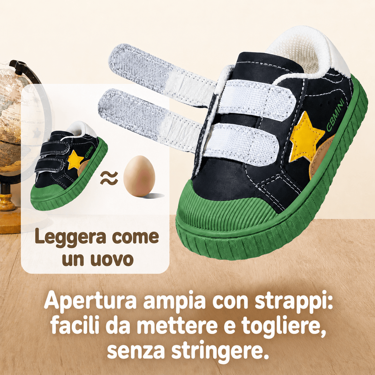 EBMINI® STE – Sneaker Barefoot per Bambini - Ebmini Italia - Verde - 16 (soletta 12,0 cm)