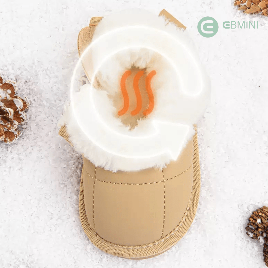 EBMINI® WOLK – Stivaletti Barefoot Invernali Ultraleggeri per Bambini - Ebmini Italia - Crema - 22