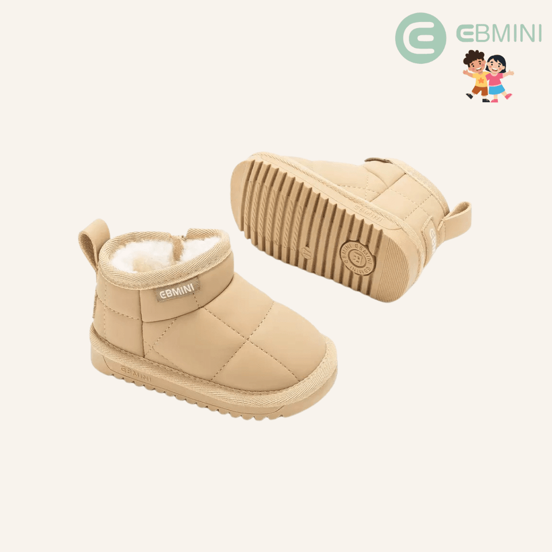 EBMINI® WOLK – Stivaletti Barefoot Invernali Ultraleggeri per Bambini - Ebmini Italia - Crema - 22