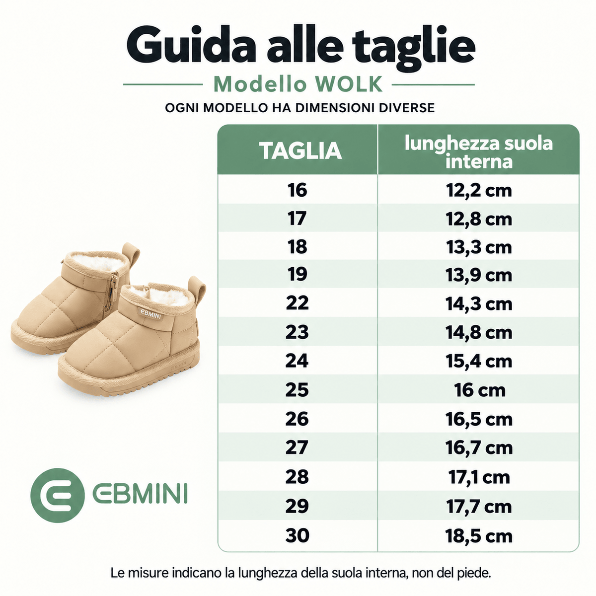 EBMINI® WOLK – Stivaletti Barefoot Invernali Ultraleggeri per Bambini - Ebmini Italia - Crema - 22