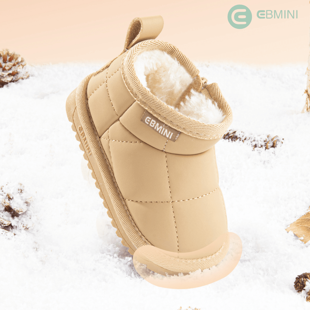 EBMINI® WOLK – Stivaletti Barefoot Invernali Ultraleggeri per Bambini - Ebmini Italia - Crema - 22