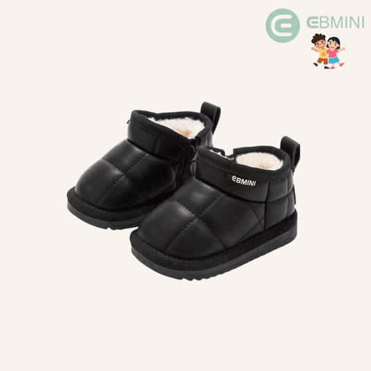 EBMINI® WOLK – Stivaletti Barefoot Invernali Ultraleggeri per Bambini - Ebmini Italia - Nero - 22