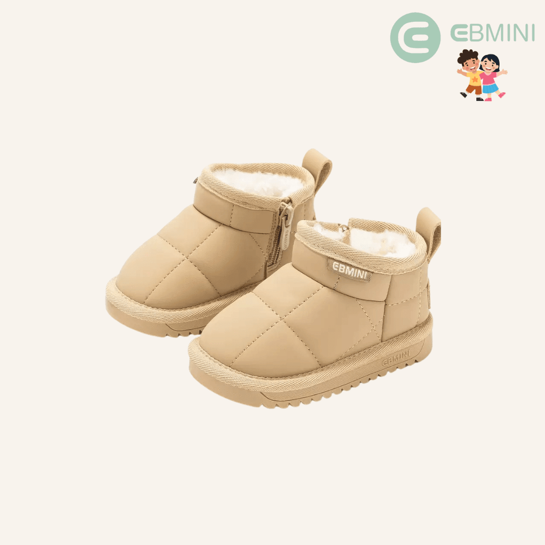 EBMINI® WOLK – Stivaletti Barefoot Invernali Ultraleggeri per Bambini - Ebmini Italia - Beige - 22