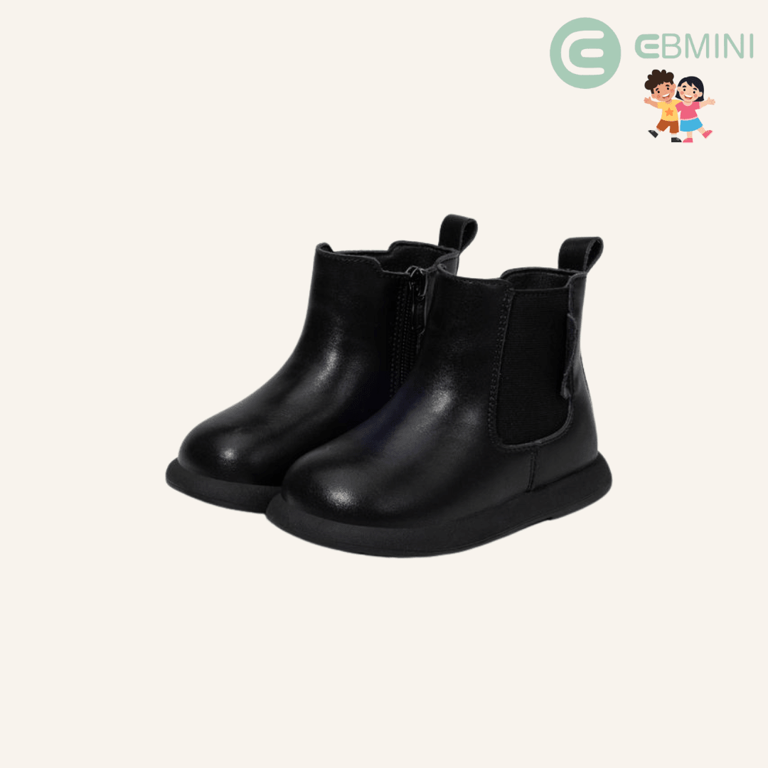 EBMINI® ZOE – Stivaletti Barefoot Impermeabili per Bambini - Ebmini Italia - Nero - 22 (soletta 14 cm)