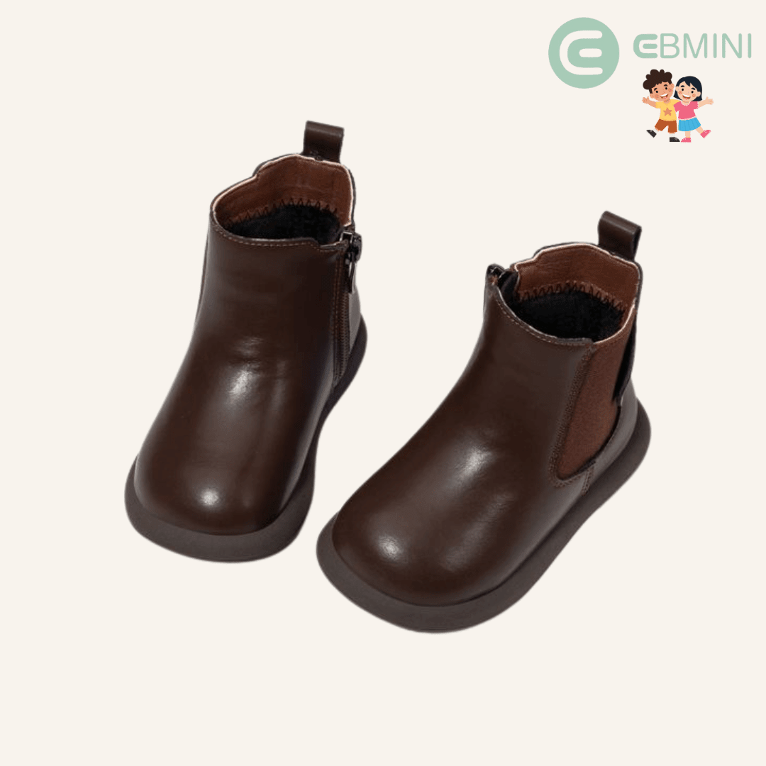 EBMINI® ZOE – Stivaletti Barefoot Impermeabili per Bambini - Ebmini Italia - Marrone - 22 (soletta 14 cm)