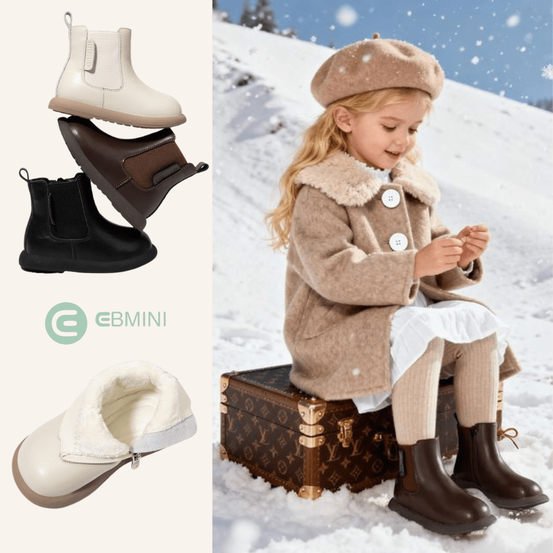 EBMINI® ZOE – Stivaletti Barefoot Impermeabili per Bambini - Ebmini Italia - Marrone - 22 (soletta 14 cm)