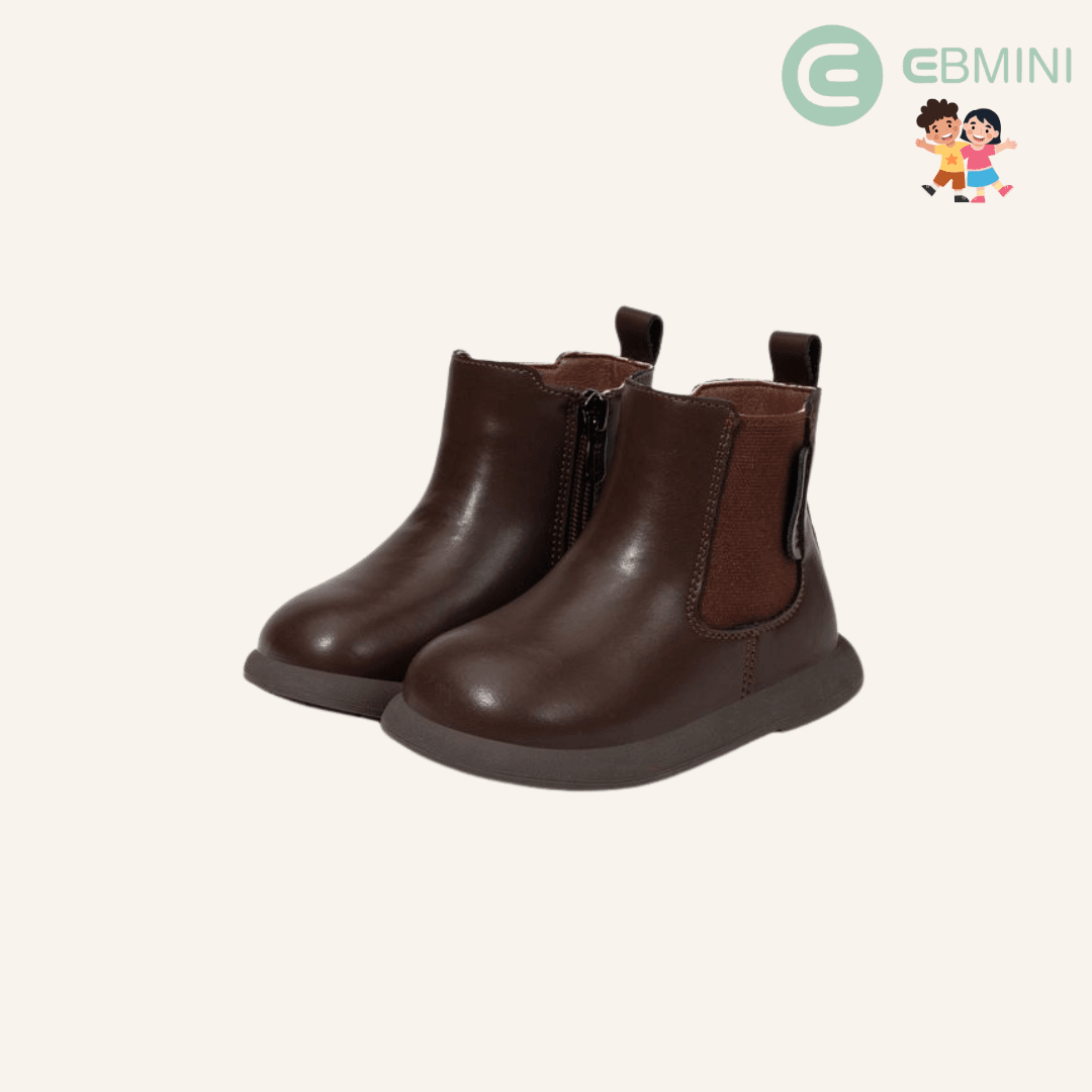 EBMINI® ZOE – Stivaletti Barefoot Impermeabili per Bambini - Ebmini Italia - Marrone - 22 (soletta 14 cm)